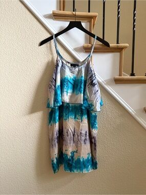glam Teal and Cream Tie-Dye Sundress